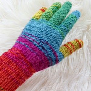 Two finger touch screen gloves Blue green strypped gloves gadget gloves Merino wool Valentines day gift for Friend Sister Aunt God mother image 6
