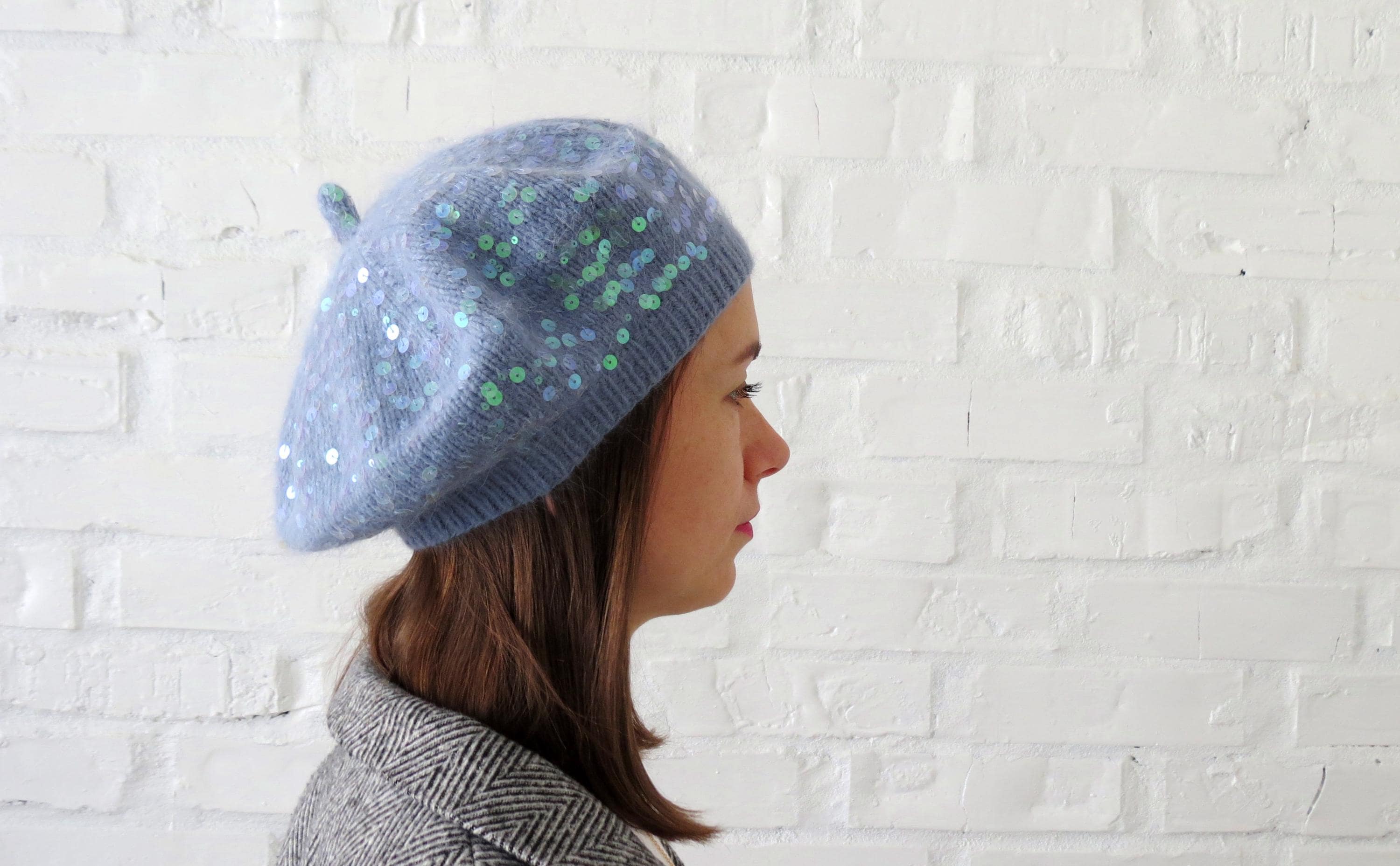 Angora Beret with Sequins Boulevard Beret by Trina Turk (TTT1021) – San Diego Hat Company main image 3