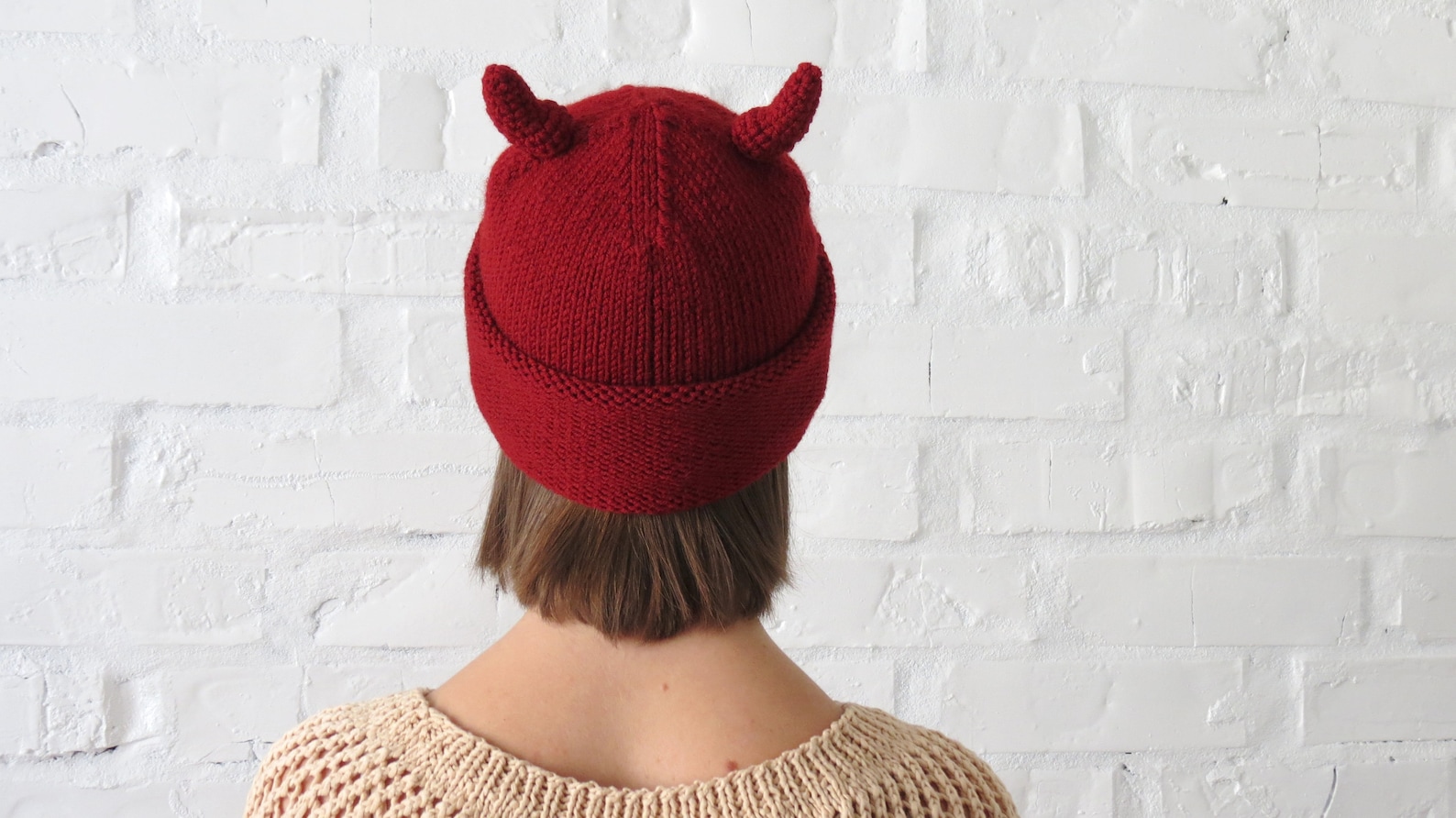 Beanie With Horns Red Devil Horns Hat Halloween Blood Red Etsy