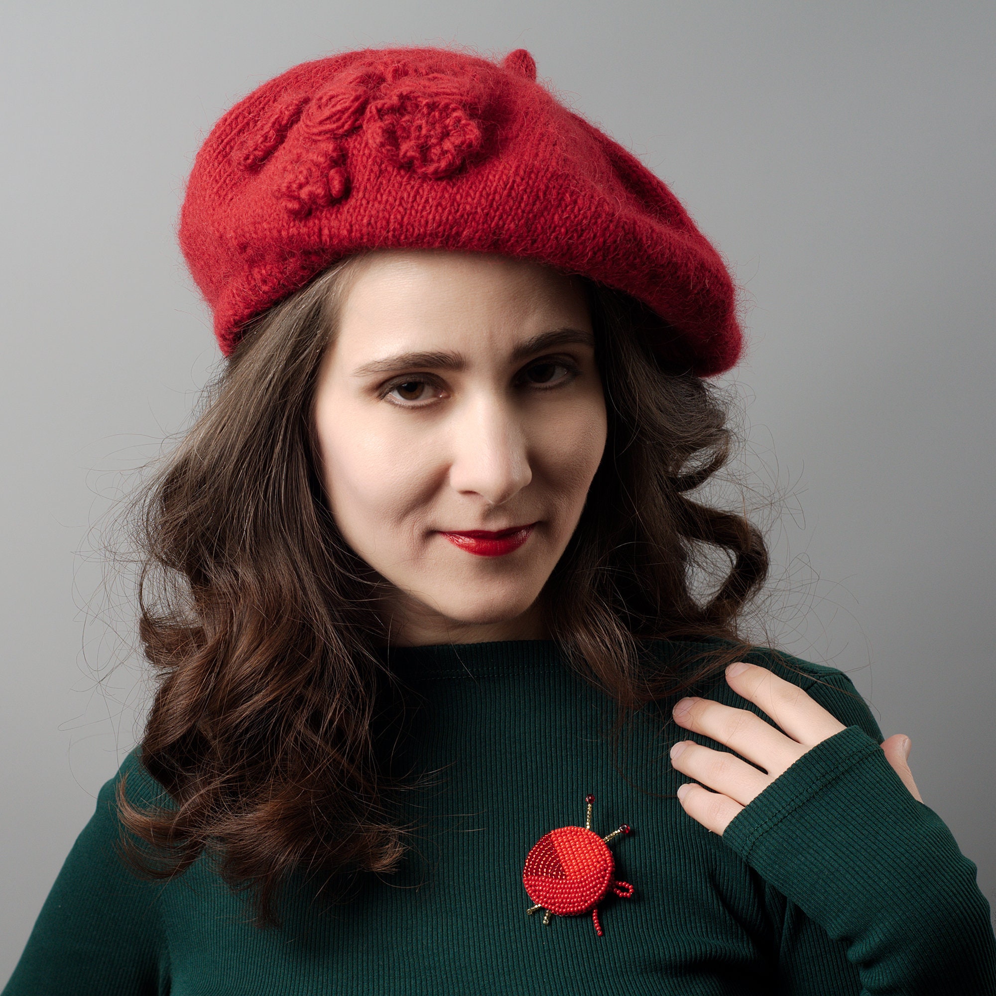 Red beret for women Wool beret slouchy Organic beret women Etsy