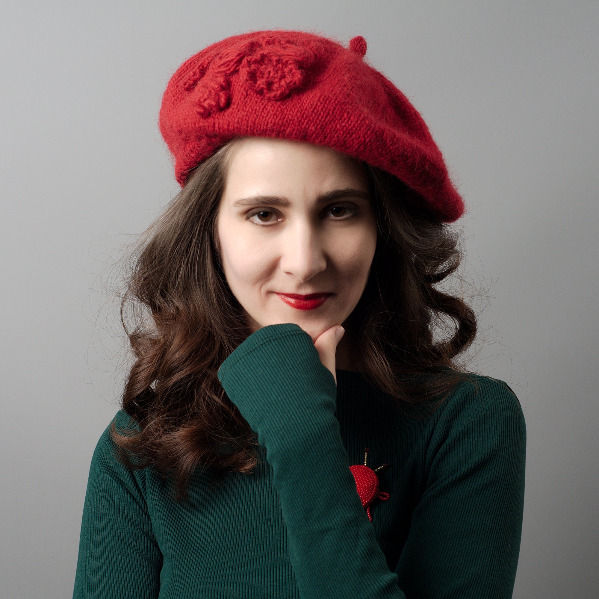 Red beret for women Wool beret slouchy Organic beret women Etsy