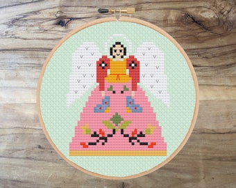 Angel cross stitch pattern | modern cross stitch | beginner cross stitch | Christmas cross stitch | PDF pattern | instant download