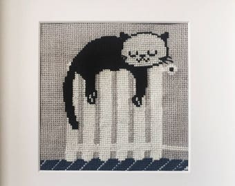 Sleeping Cat Cross Stitch Pattern: Funny Beginner Design (PDF Pattern)