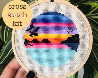 Beach cross stitch kit | Ocean cross stitch kit | beginner cross stitch kit | modern cross stitch kit
