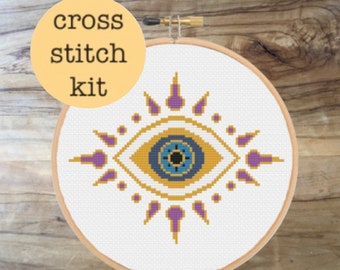 Evil Eye cross stitch kit | modern cross stitch | beginner cross stitch | easy cross stitch | craft kit | handmade gift