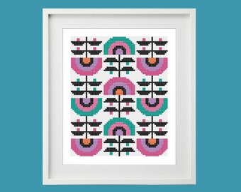 Scandinavian Flowers cross stitch pattern | modern cross stitch | beginner cross stitch | easy cross stitch| PDF pattern | instant download