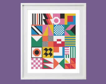 Abstract cross stitch pattern | modern cross stitch | beginner cross stitch | easy cross stitch| PDF pattern | instant download