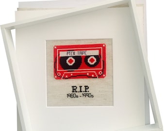 Cassette Tape cross stitch pattern - RIP | modern cross stitch | beginner cross stitch | funny cross stitch | PDF pattern | instant download