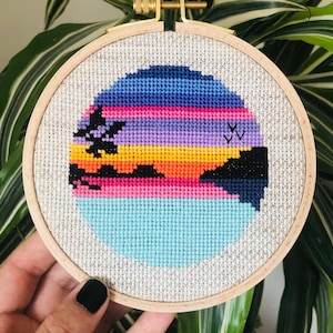 Beach cross stitch pattern | Ocean cross stitch | beginner cross stitch | modern cross stitch | PDF Pattern | instant download