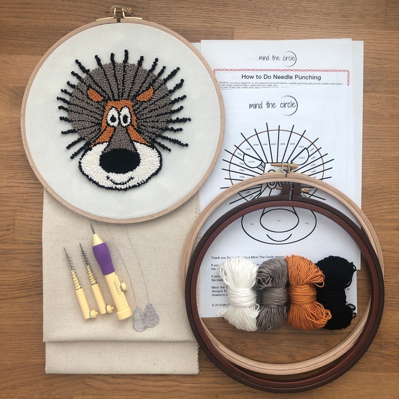 Punch Hoops Punch Needle Fabric Punch Yarns and Full Instructions Beginner Kit Punch Needle with Adjustable Punch Needle