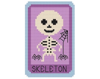 Skeleton Cross Stitch Pattern: Halloween Ornament (PDF Pattern)
