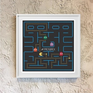 Pac man cross stitch pattern  | modern cross stitch | beginner cross stitch | video game cross stitch | PDF pattern | instant download