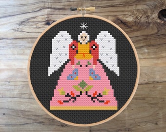 Angel cross stitch pattern | modern cross stitch | beginner cross stitch | Christmas cross stitch | PDF pattern | instant download