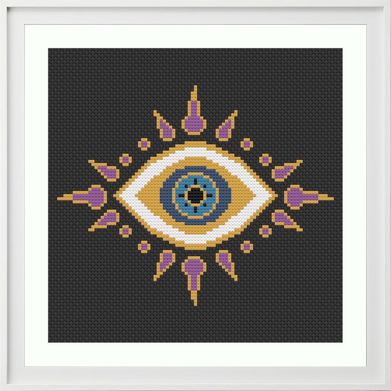 Evil Eye cross stitch kit handmade gift beginner cross stitch easy cross stitch modern cross stitch craft kit