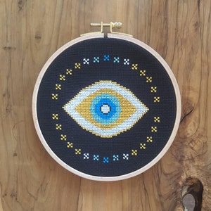 Evil Eye Cross Stitch Pattern: Modern Lucky Charm (PDF Pattern)