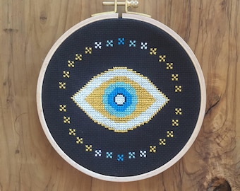 The Evil Eye cross stitch pattern | modern cross stitch | beginner cross stitch | lucky charm cross stitch I PDF pattern | instant download