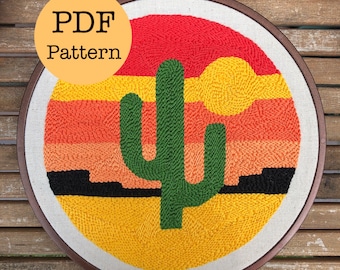 Modèle Desert Cactus Punch Needle : projet de bricolage pour débutant (Modèle PDF)