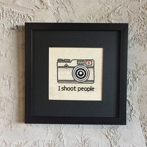 Camera Cross Stitch Pattern: 'I Shoot People' Subversive Design (PDF Pattern)
