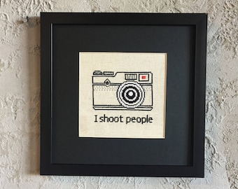 Camera cross stitch pattern | easy cross stitch | modern cross stitch | subversive cross stitch | PDF pattern | instant download