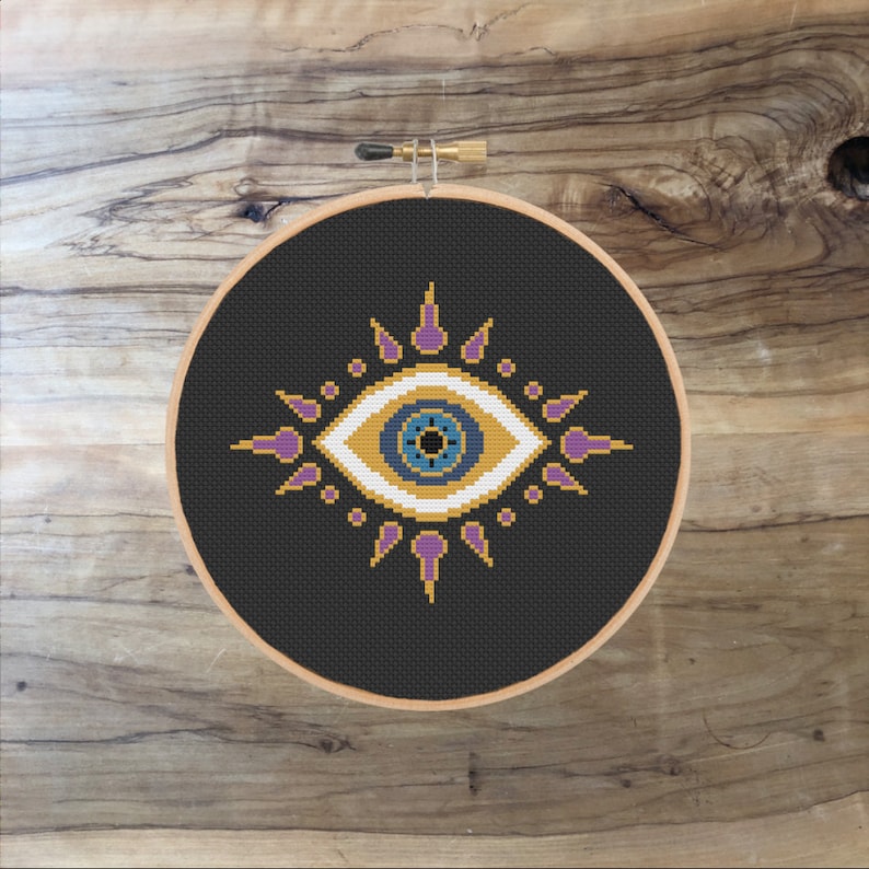 Evil Eye cross stitch kit handmade gift beginner cross stitch easy cross stitch modern cross stitch craft kit