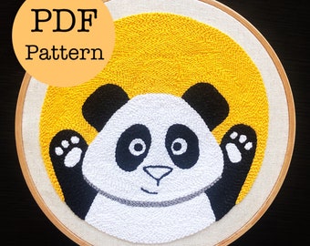 Panda Punch Needle Pattern PDF | Beginner Pattern | How to Punch Needle | Punch Needle Instructions | Beginner Punch Needle | Easy Punching