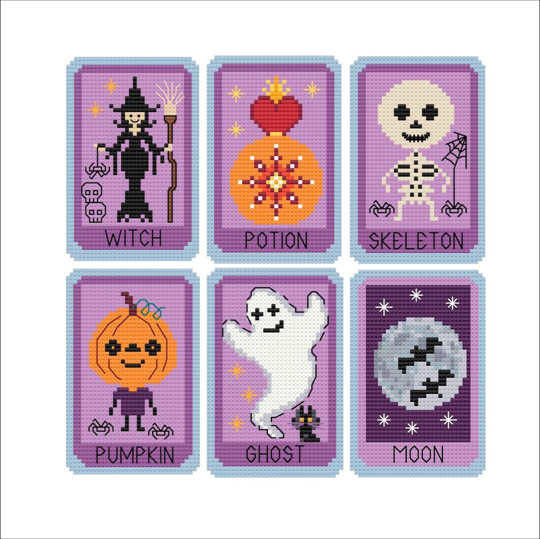 Halloween Cross Stitch Pattern Bundle: Spooky Ghost, Witch, Pumpkin ...