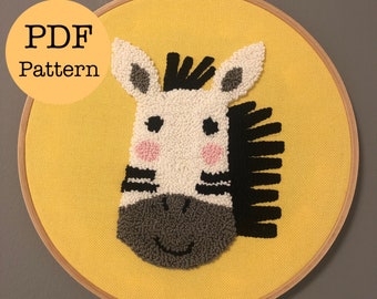 Modèle Punch Needle Zèbre : Instructions de bricolage pour débutants (PDF)