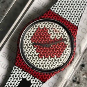 Retro Swatch Watch 34mm GB306 yarn knit red heart sweater valentine Amaglia New in Box never worn with battery new old stock