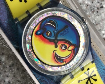 Rare Limited Edition Swatch Special 1996 Fiz N’Zip by Kenny Scharf NOS new old stock with poster case battery GN164