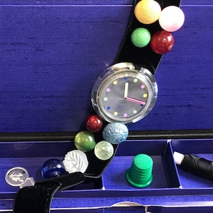Rare Vintage Swatch POP 91 Limited numbered Bottone PWK153, buttons, box, Never worn New Old Stock Christmas release 1991 battery working