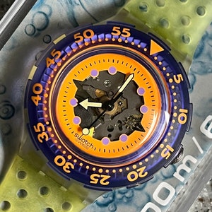 Vintage Swatch Watch Scuba 200 1991 EARLY called Hypocampus never worn in original box with battery rare SDK103 model fabulous early swatch