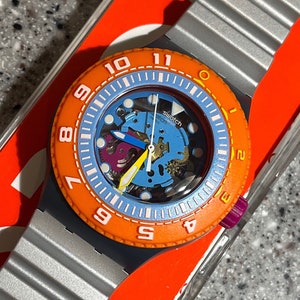Swatch watch scuba libre called Sea Through Blue transparent 