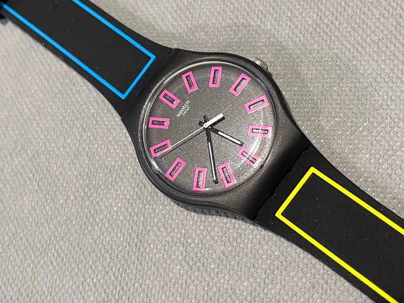 Swatch Watch Called Around the Strap SUOB146 Black Blue Pink | Etsy