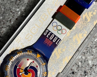 Commemorative Swatch Watch Scuba 200 Seoul 1998 Olympics NEW