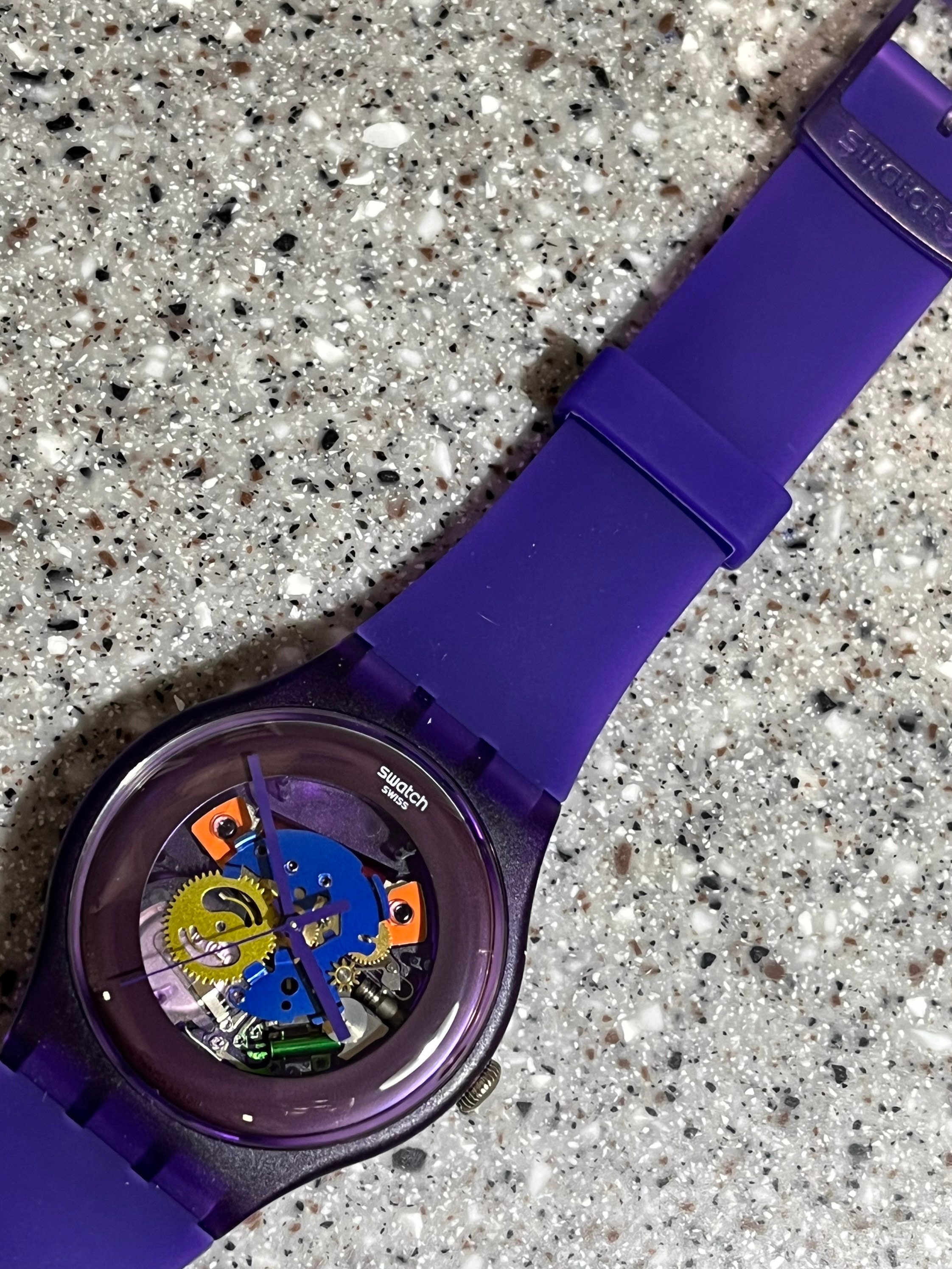 スウォッチ ウォッチ パープル ラッカー仕上げ 大きめ 41 mm 新品 