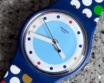 1985 25mm Vintage Swatch Watch Called Dotted Swiss LW104 All