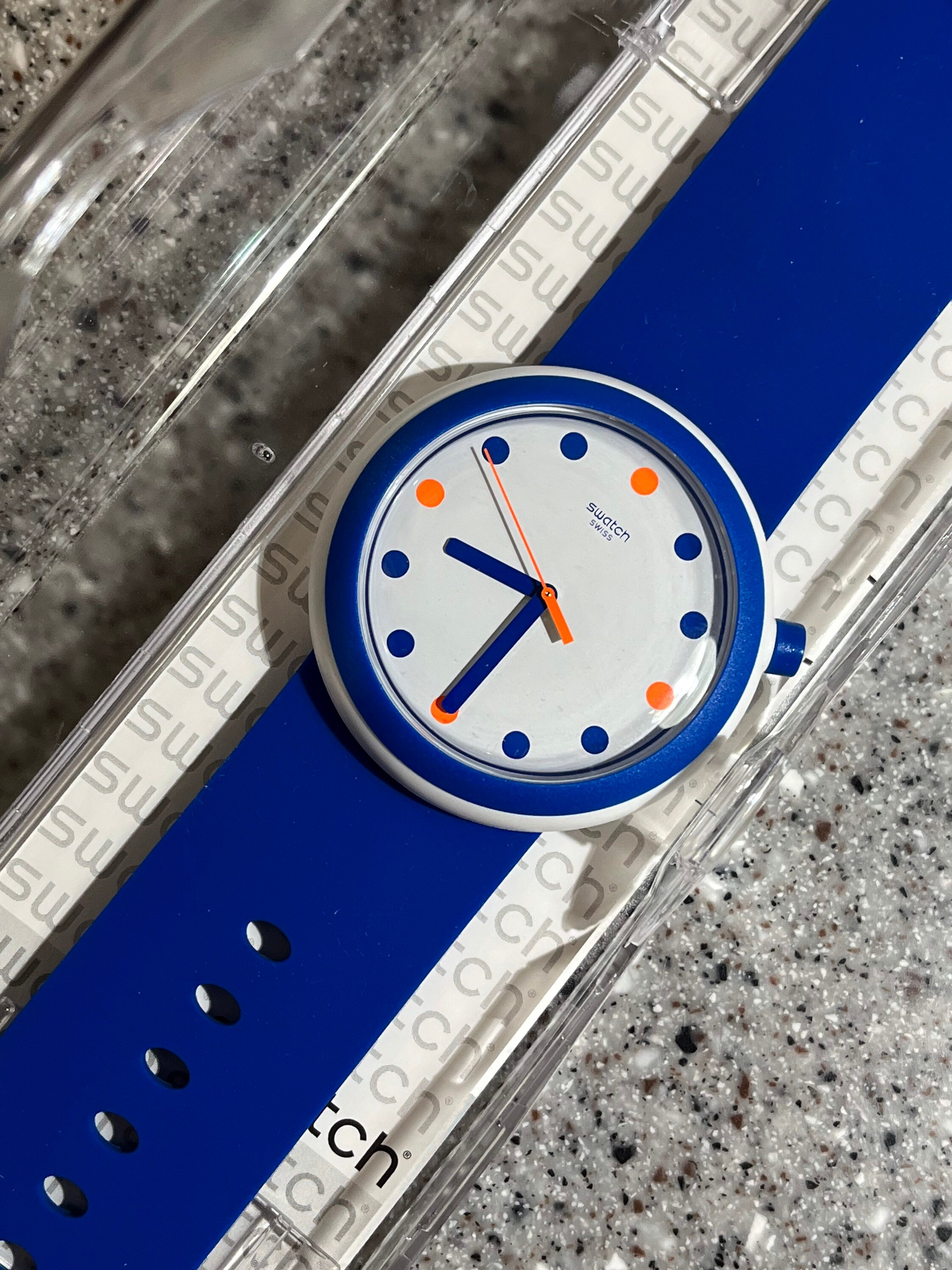 Reloj Swatch POP Brand New en caja funcionando con bateria POP modelo naranja y azul llamado POPINESS 45mm Etsy Mexico