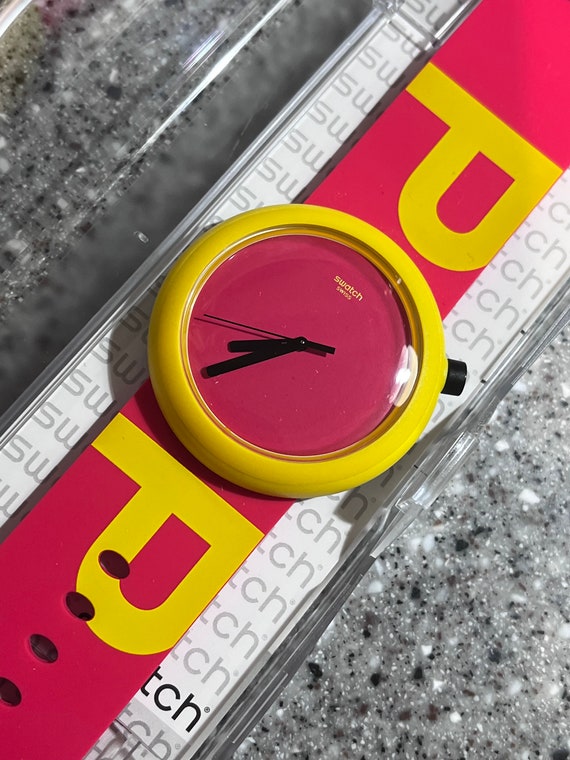 NEW pop swatch watch larger, face POP orange black