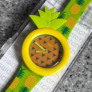 Reloj Swatch POP Edición limitada Sabor exótico nuevo en caja con batería Reloj con forma de piña y correa de silicona extraíble para uso diario