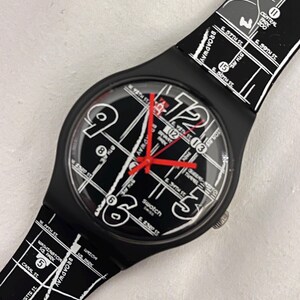 Swatch New York City Edition Black Watch Swatch EUC Unisex Lines in the Sky NYC GZ209 Watch 34 mm  main image 2