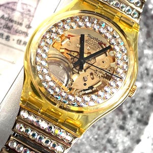 1990 Christmas Special Hollywood Dream GZ116 in original box battery running unworn NEW small flexible band crystal fabulous swatch 34mm image 3