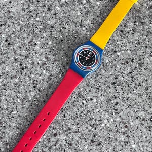 1985 Swatch Vintage Tri-color Racer Original New Unworn Working With