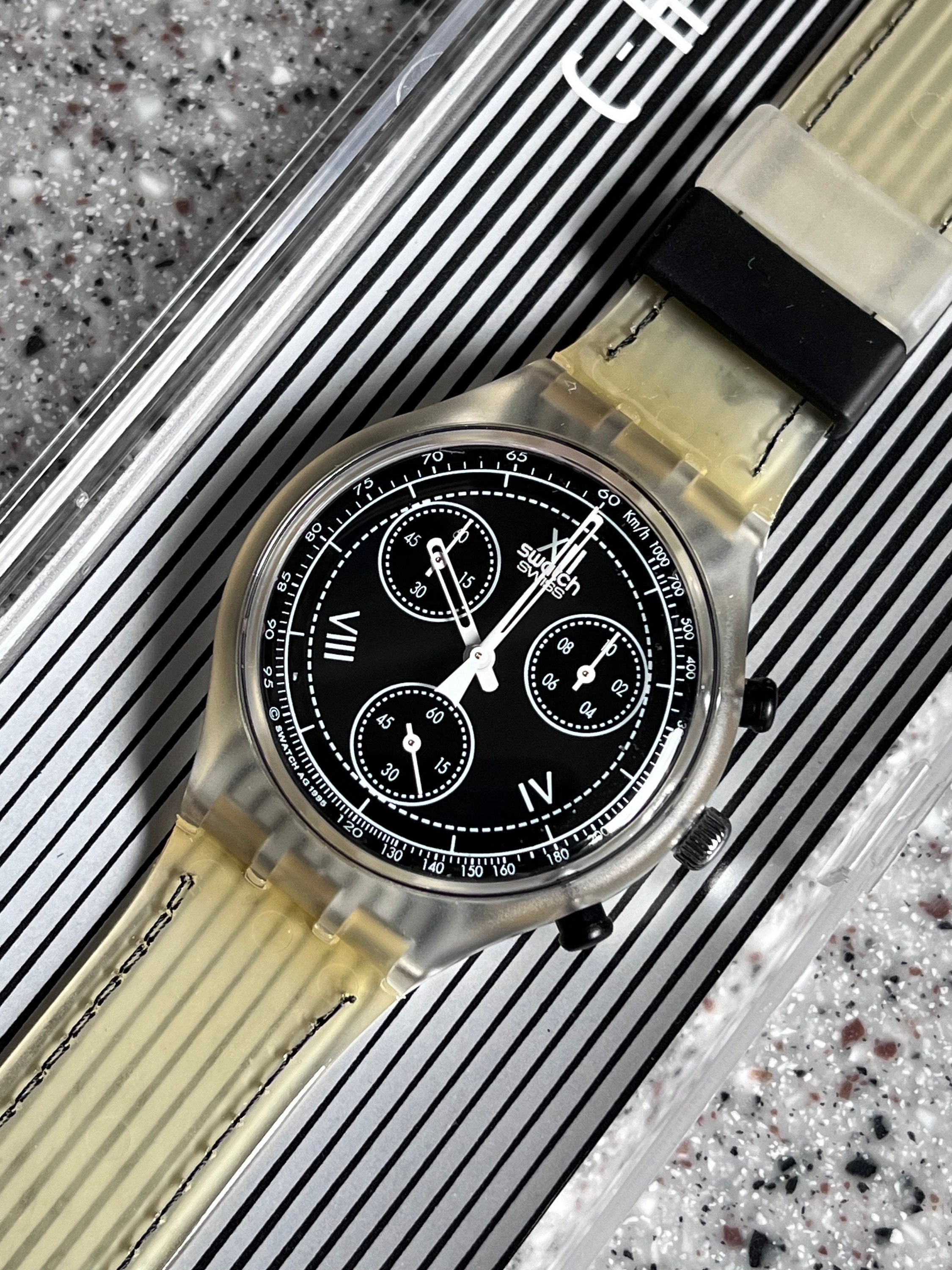 Vintage Swatch Watch Chronograph SCK110 Called SEE THROUGH 1996 