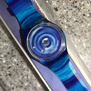 Swatch Watch Limited Edition Rare Artist Studio Azzuro NOS in original box, with poster Tempo Naturale GK232 never worn, new battery 34mm