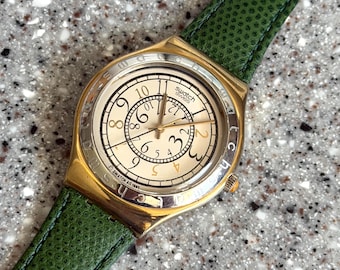 Rare Vintage Swatch Watch 1994 the first Big Irony YGG100 Renverse pre owned new strap and battery good condition