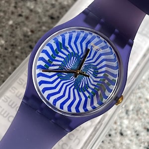 Nieuw Swatch horloge Edelblau 34 mm siliconen band met batterij nooit gedragen met doos geweldig swatch horloge voor dagelijks gebruik Etsy Nederland