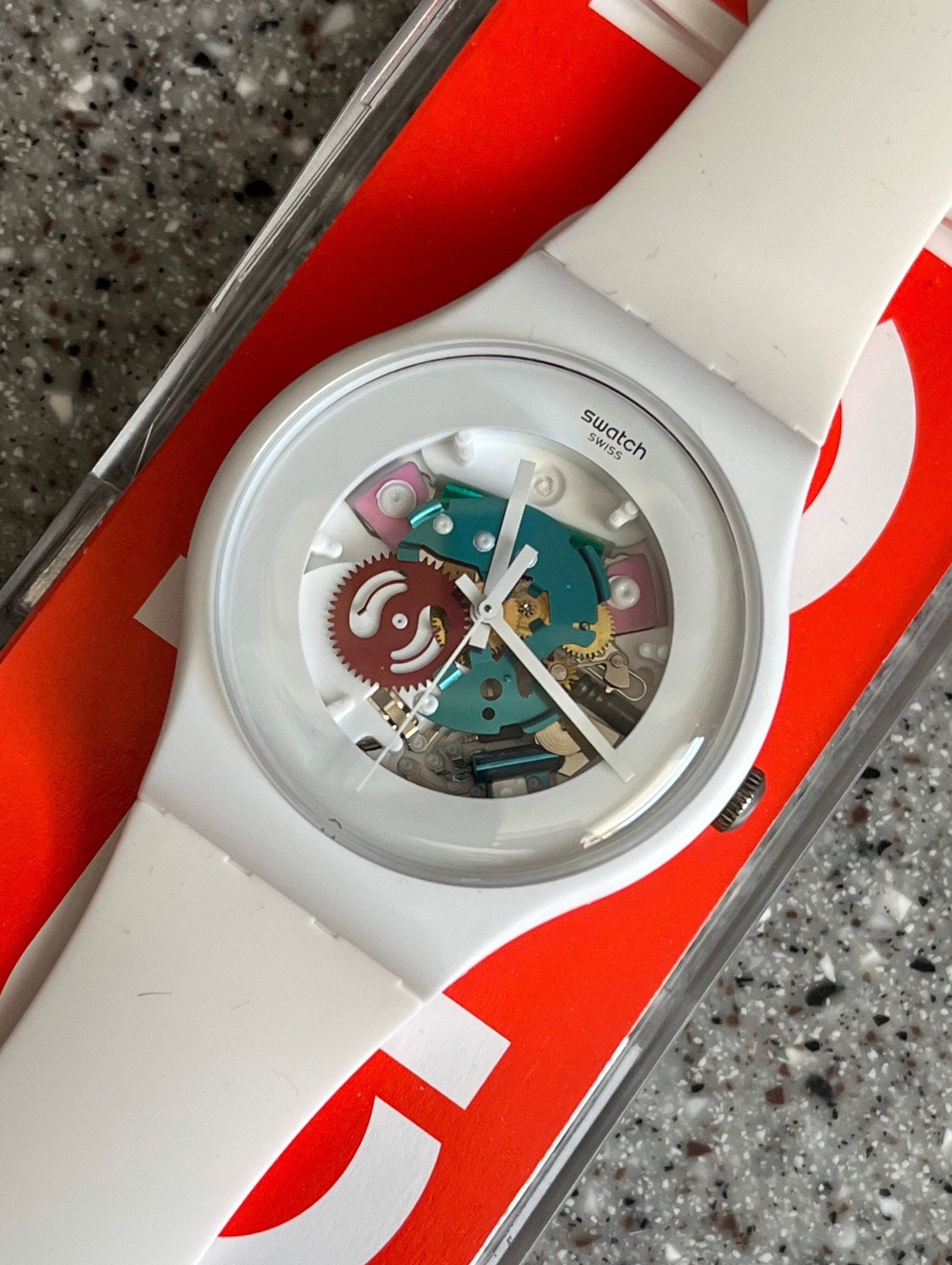 Swatch Watch White Lacquer NWT Never Worn in Box With 