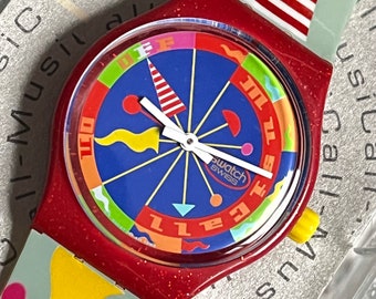 Swatch Vintage Watch Fandango SLR100 Set limited with L t-shirt RARE Musicall 34mm face unworn in box with battery running 322 of 5,000