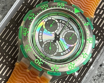 スウォッチ AquaChronoSepia 1994年 超希少 1994 Vintage Swatch Aqua-chrono Scuba Sirena SBK101 Brand