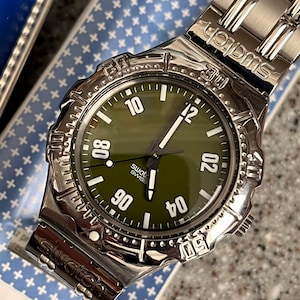 1996 Vintage Swatch Watch Camouflage Stainless Bracelet YDS107 